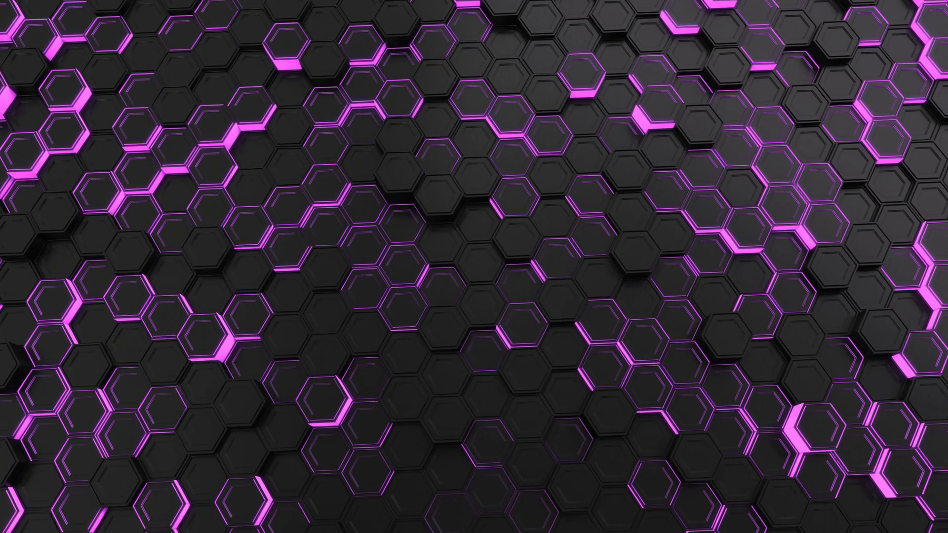 0119 Wall Of Black Hexagons With Purple Glow Stock Motion Graphics SBV
