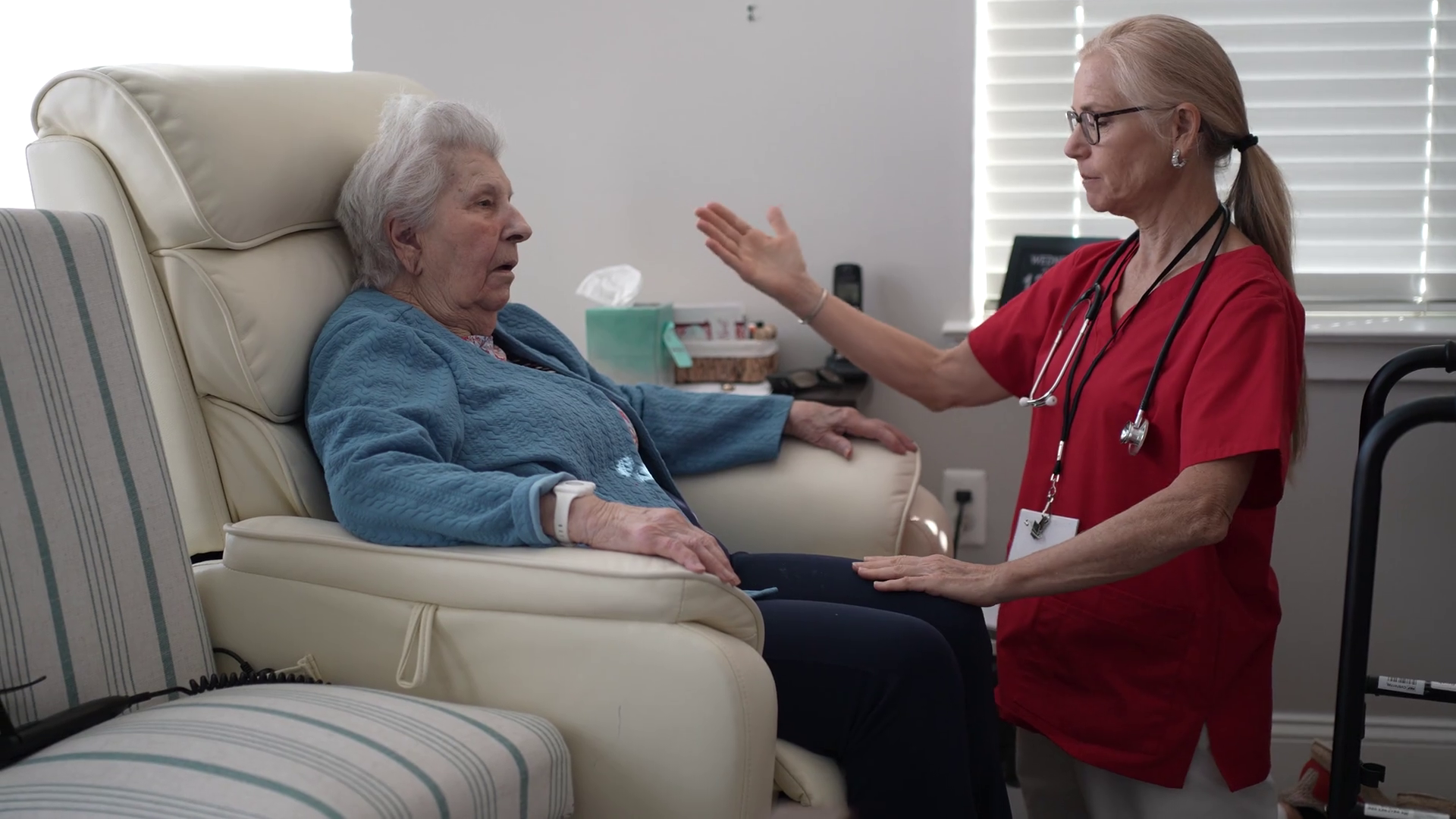 Caring Interaction Between Caregiver Elderly Stock Footage SBV ...