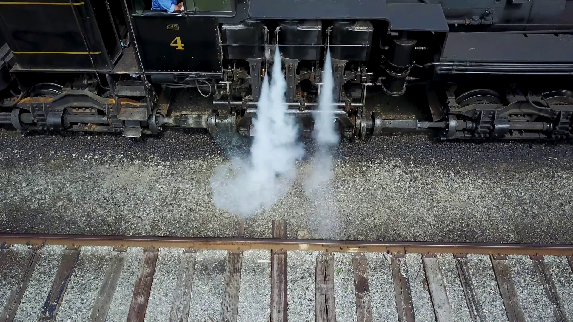 Looking Down Dropping Down To Focus On Steam Stock Footage SBV ...