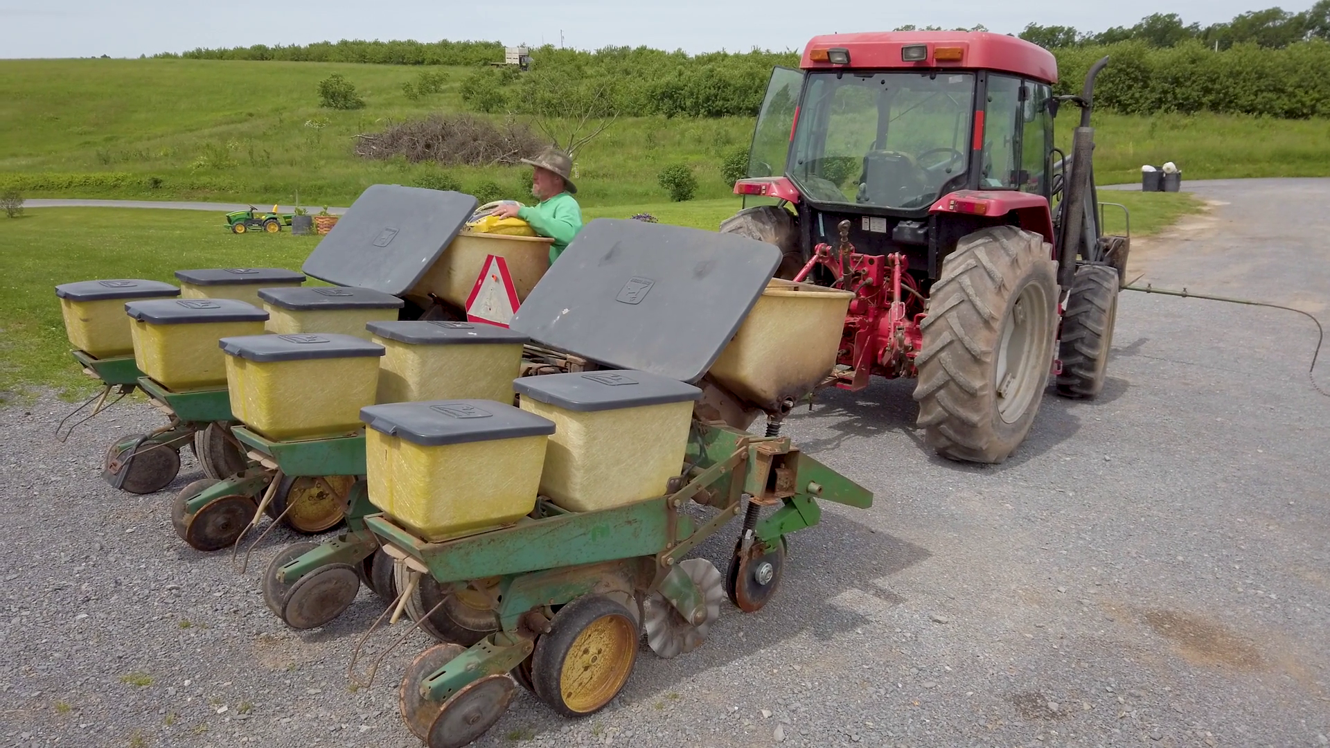 Farmer Getting Out Of Tractor Putting Stock Footage SBV-352585297 ...