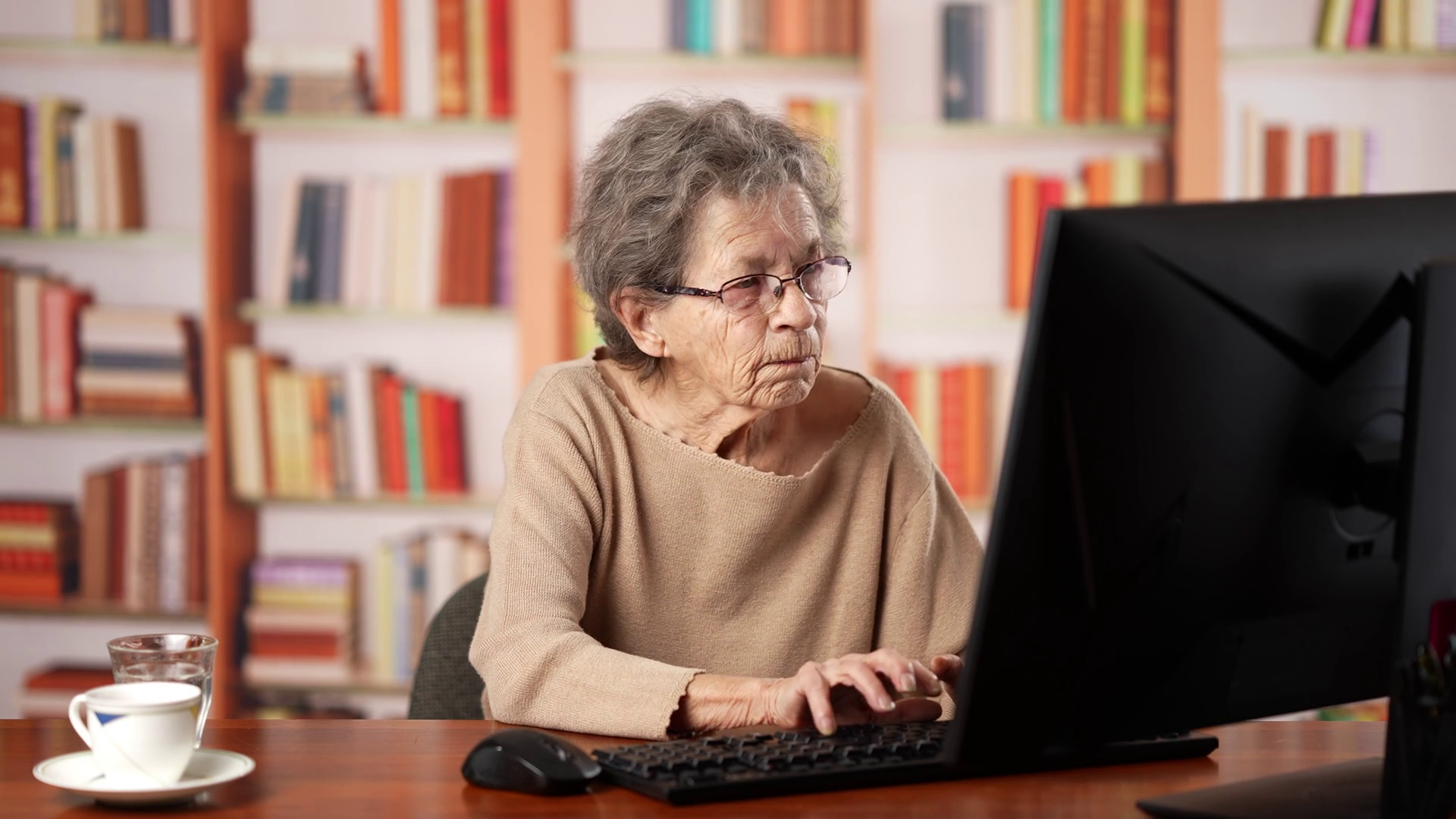 Angry Stressed Elderly Old Woman 80s Using Stock Footage SBV-352288712 ...