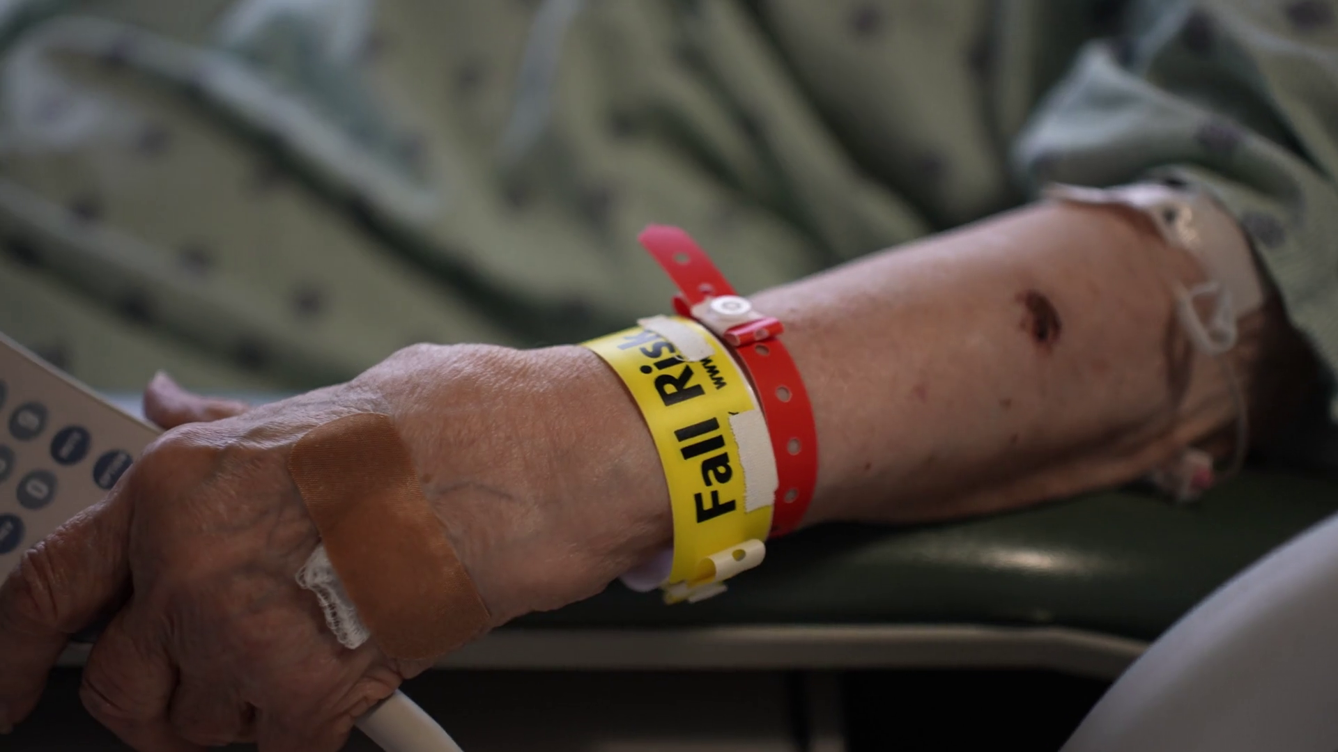 Closeup Of Fall Risk Wristband Bracelet Stock Footage SBV-352729665 ...