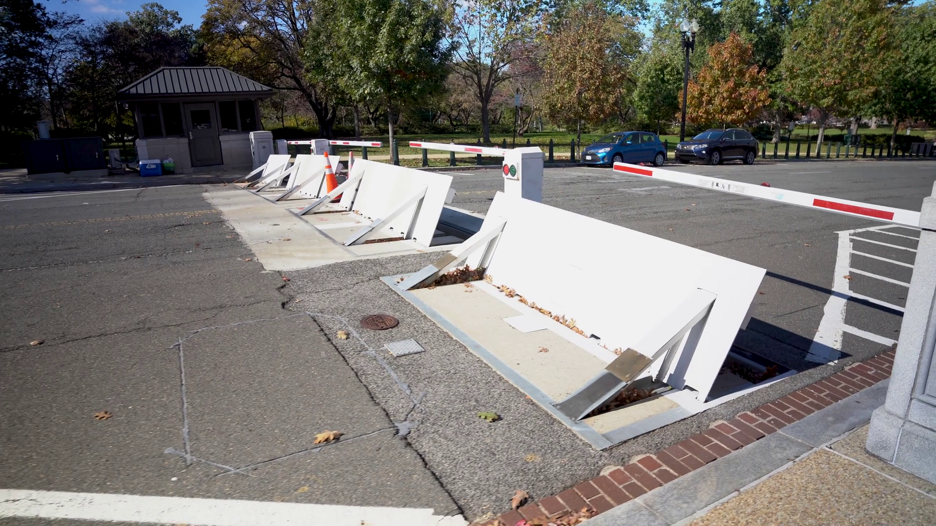 Road Blockers Folded Up To Stop Traffic From Stock Footage SBV ...