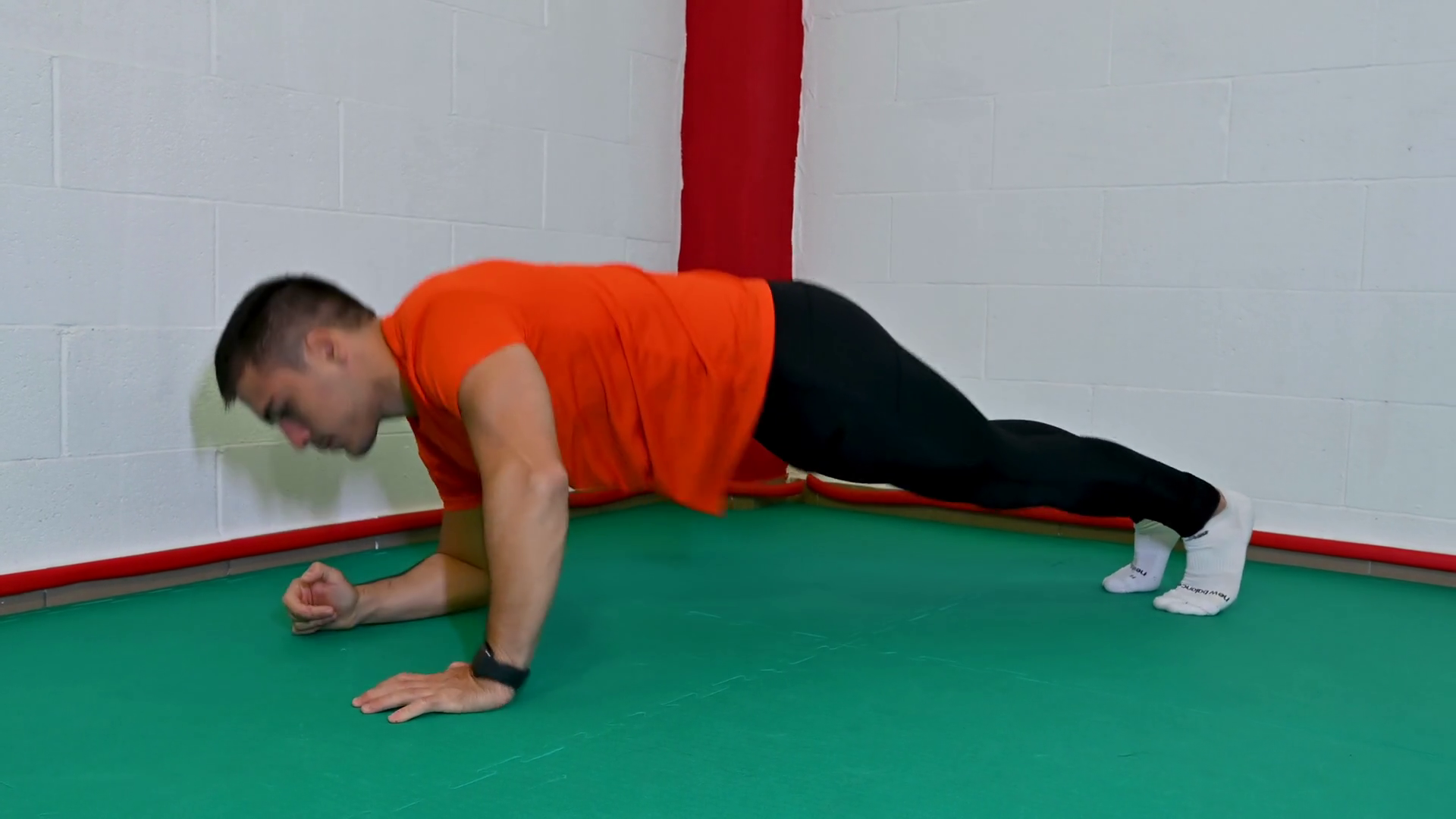 Beautiful footage with young caucasian male athlete trains by ...