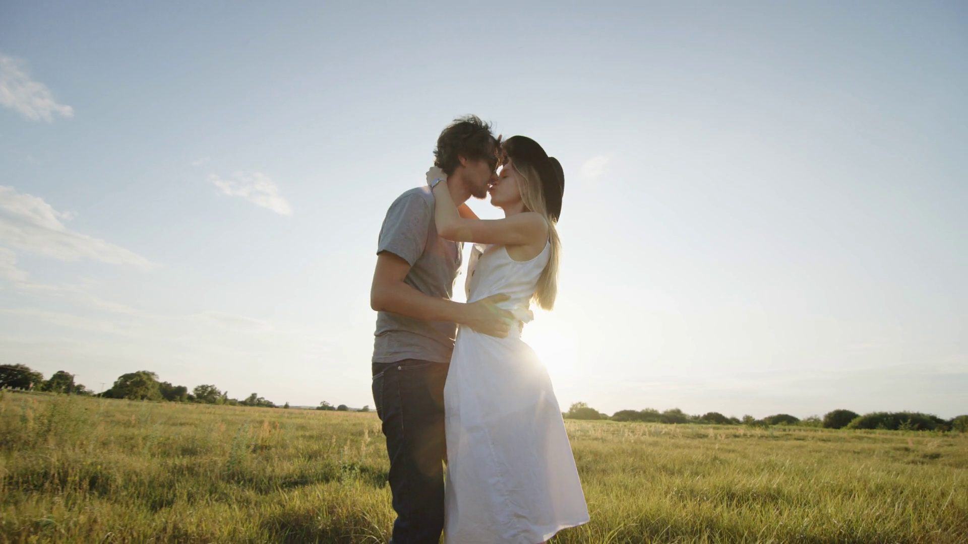 Loving Couple Kissing Cuddling Against Stock Footage SBV-351905671 ...