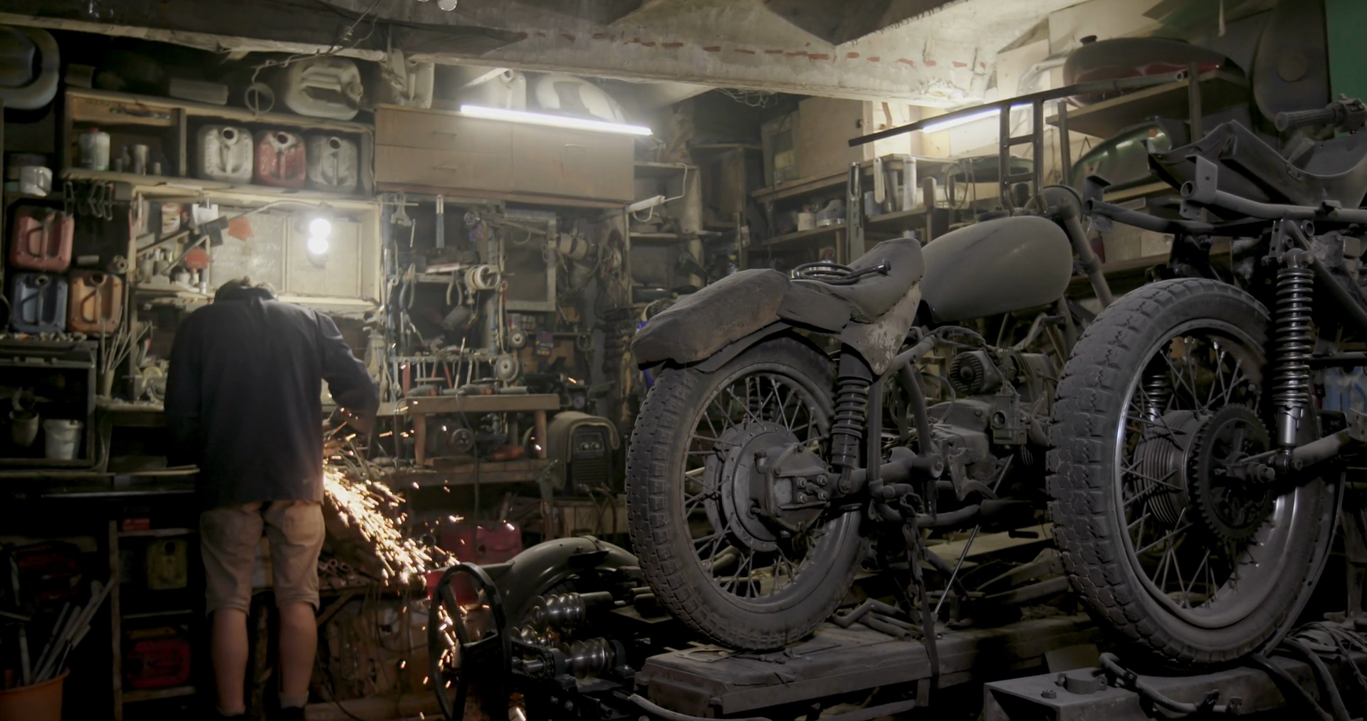 Back View Of Adult Male Mechanic Cutting Stock Footage SBV-351912526 ...