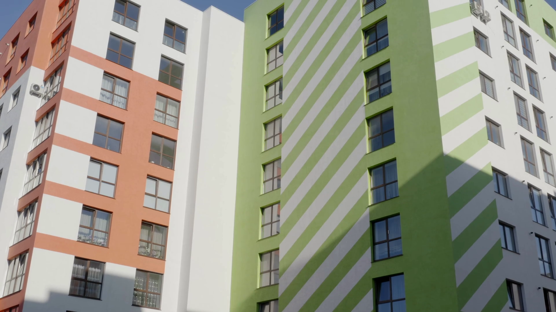 Tilt Up View Of Exterior Of Modern Apartment Stock Footage SBV