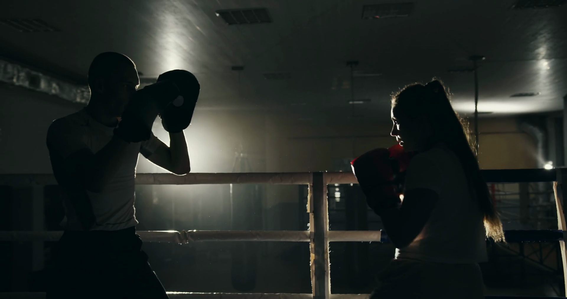 Female Male Boxers Practicing In Ring Stock Footage SBV-347607992 ...