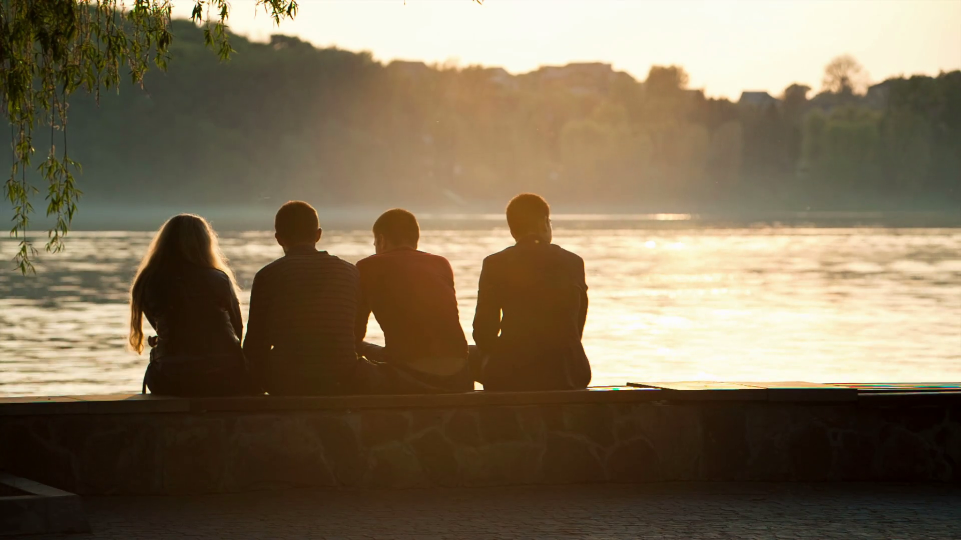 Four Friends At Sunset Stock Footage SBV-347615209 - Storyblocks