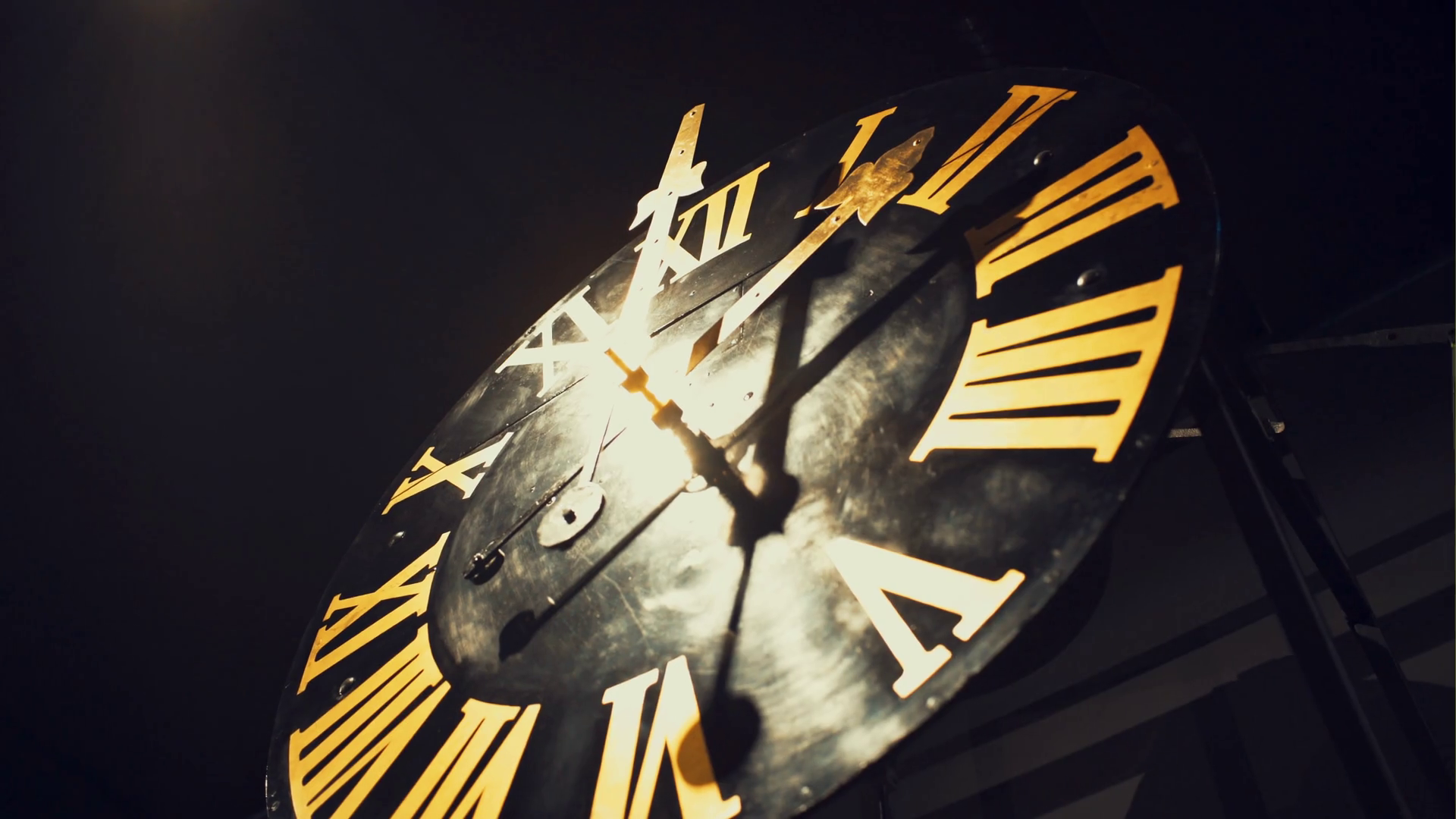 Large Antique Clock On Black Background Stock Footage SBV-347630102 ...