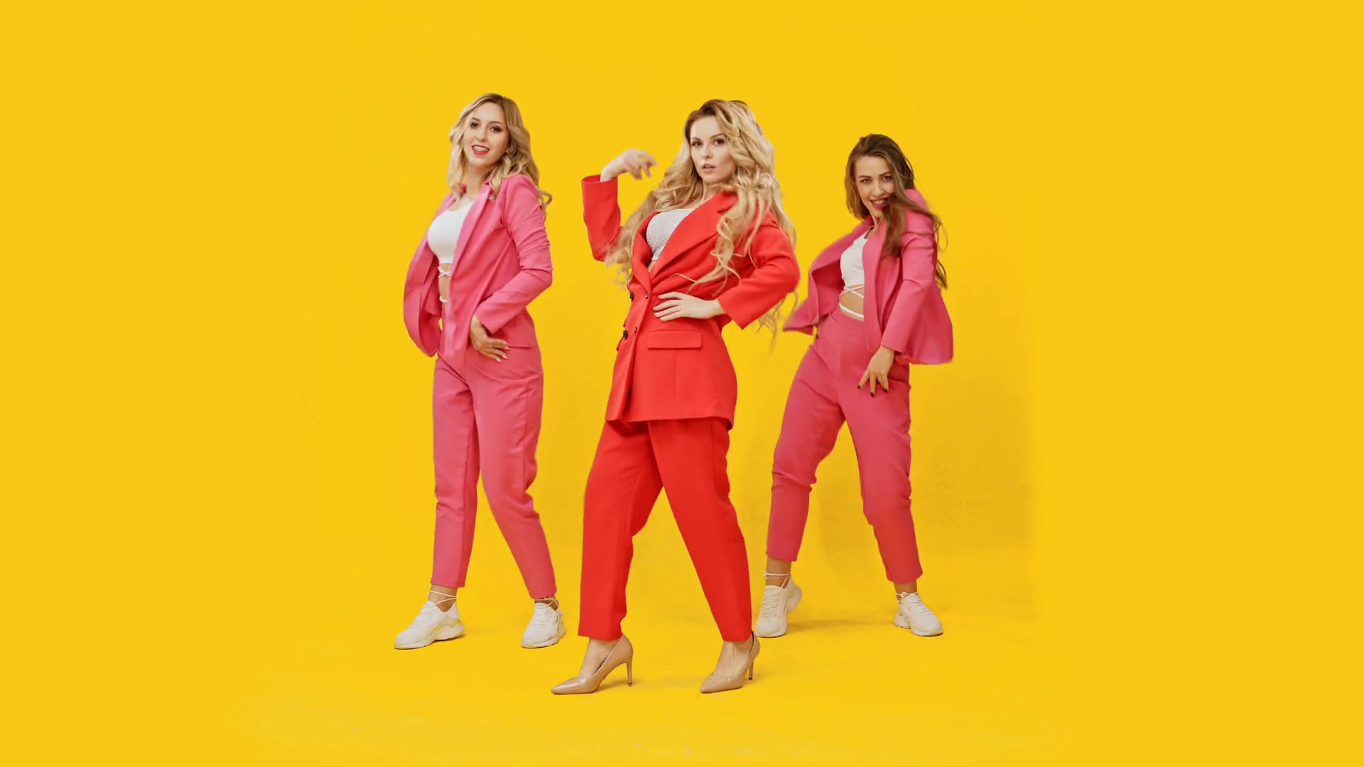 Group Dancers Of Girl In Pink Jackets Stock Footage SBV347619511