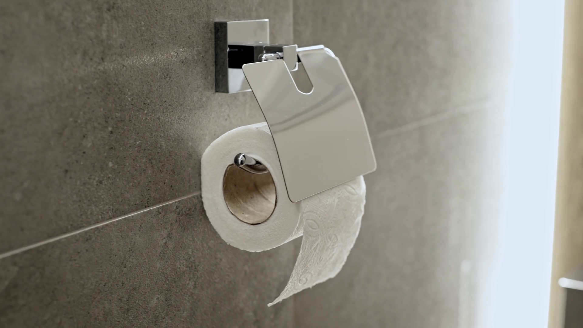 Chrome Bathroom Fitting With Roll Of White Stock Footage SBV347619554