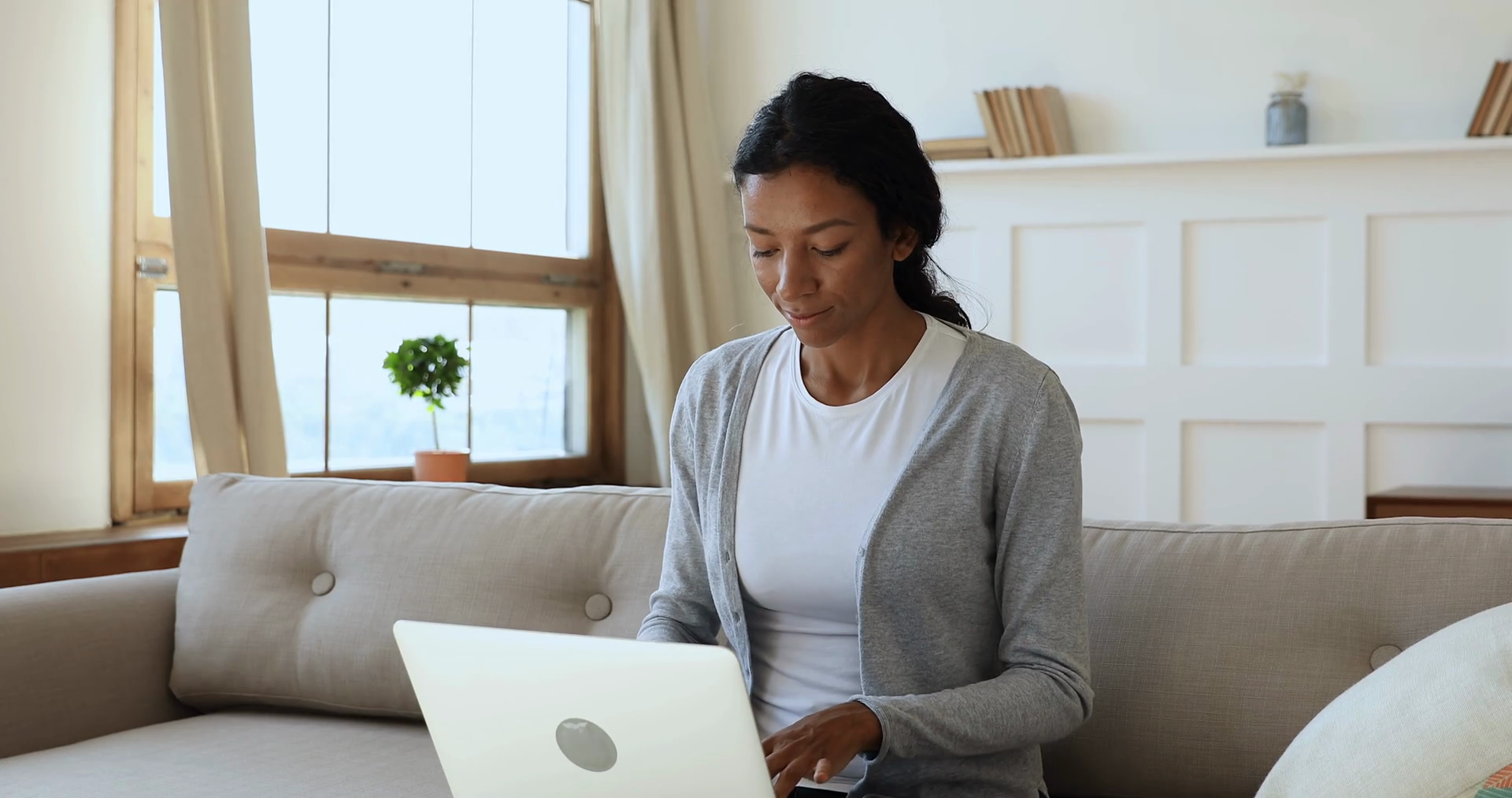 Focused Young African Ethnicity Woman Typing Stock Footage SBV ...