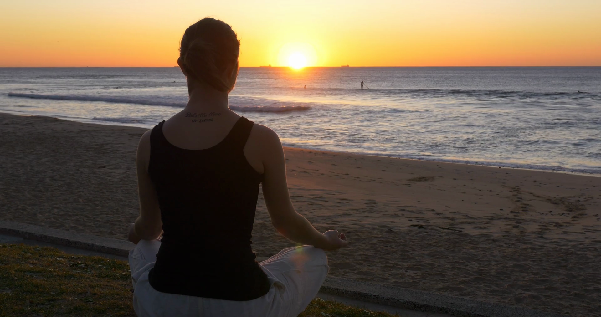 Tranquil Yoga Girl Meditating Relaxing Stock Footage SBV302102321