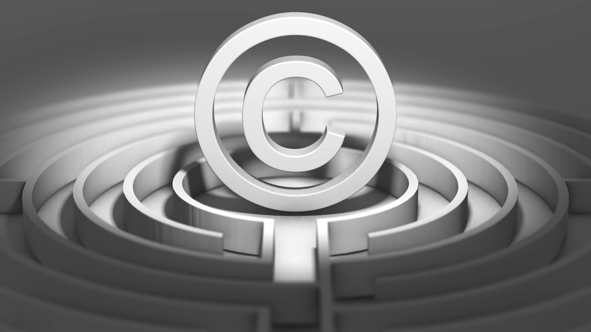 Copyright symbol intellectual property law inside labyrinth maze Stock