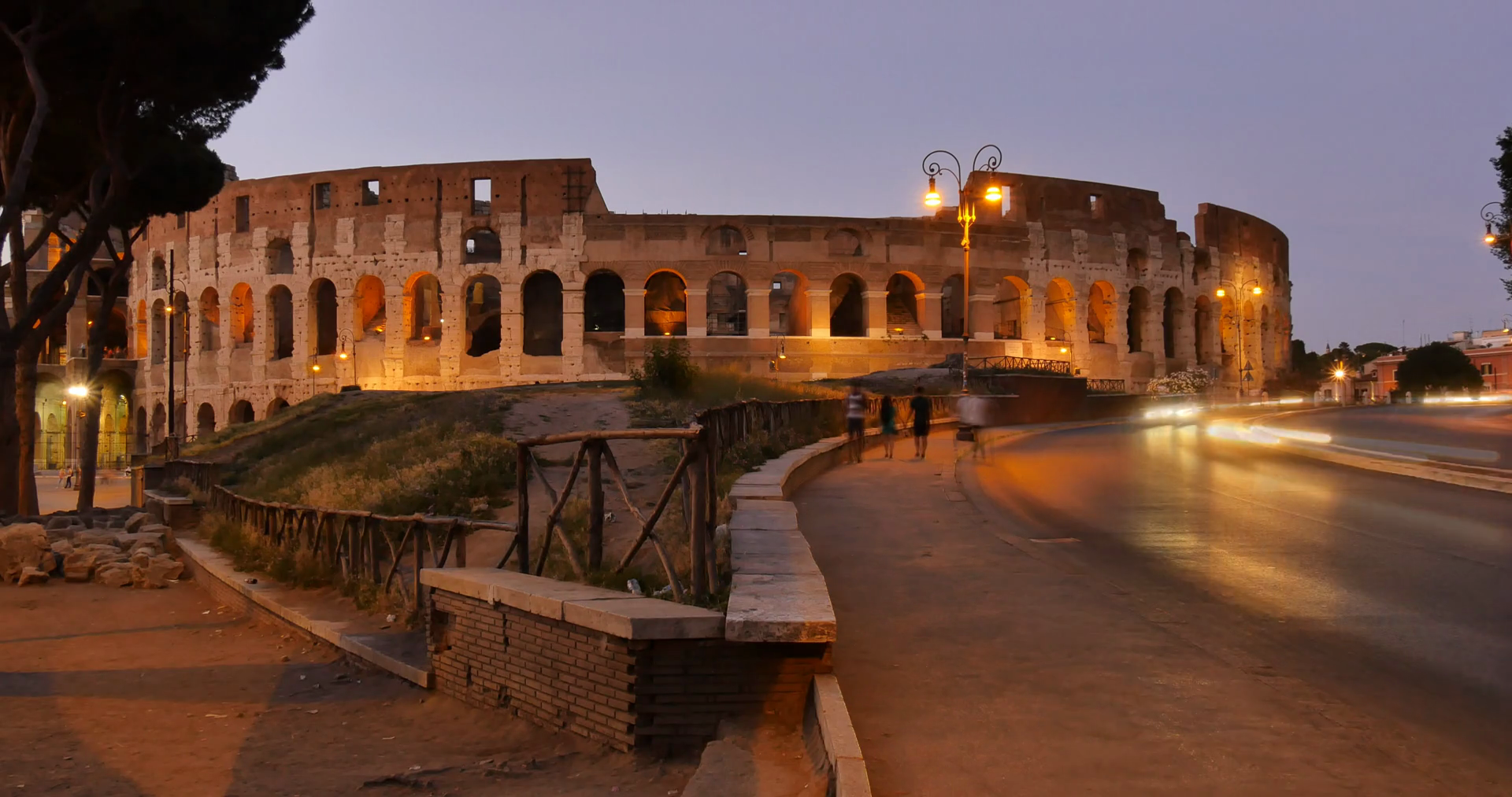 Rome Italy Night Timelapse Colosseum ruin of former Roman Empire