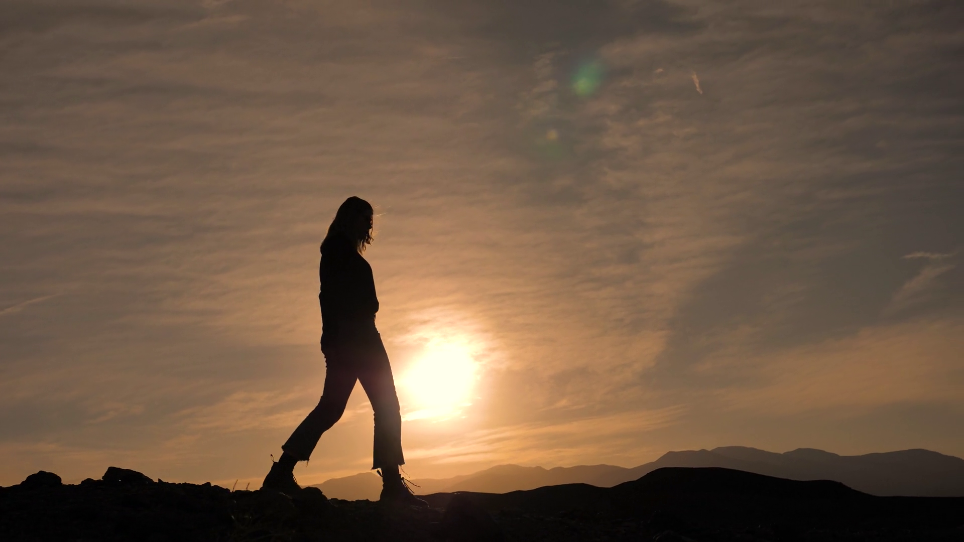 Young Woman Walking Sunset Silhouette Travel Stock Footage SBV ...