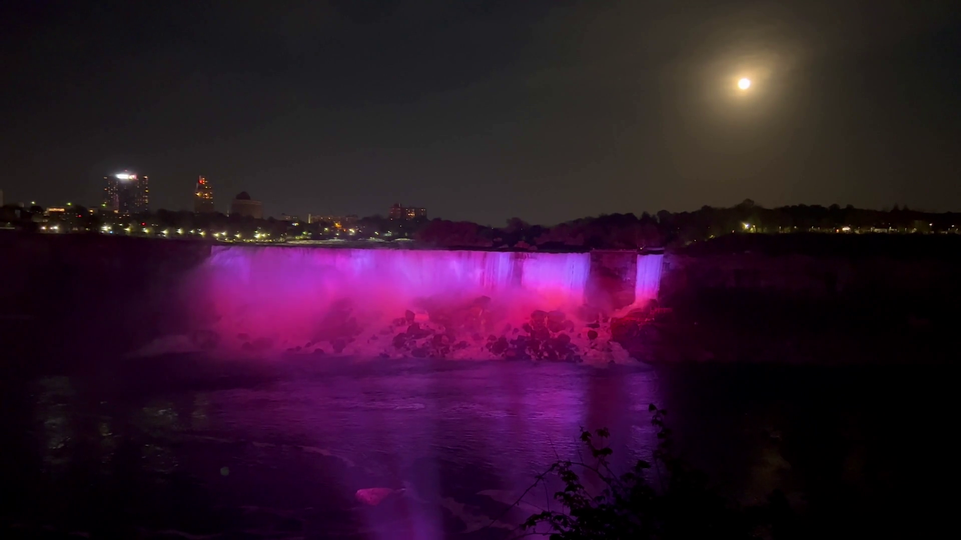 Niagara Falls lit up at night Stock Video Footage 0101 SBV347013166