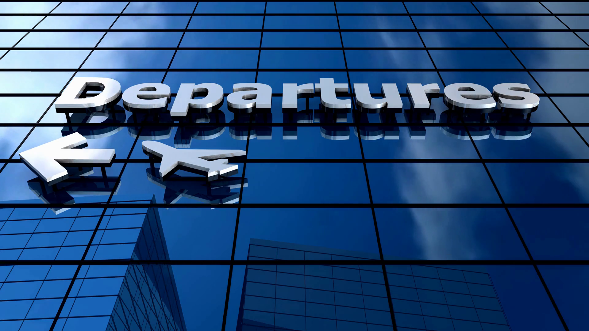 Airport Departures building blue sky timelapse. Motion Background
