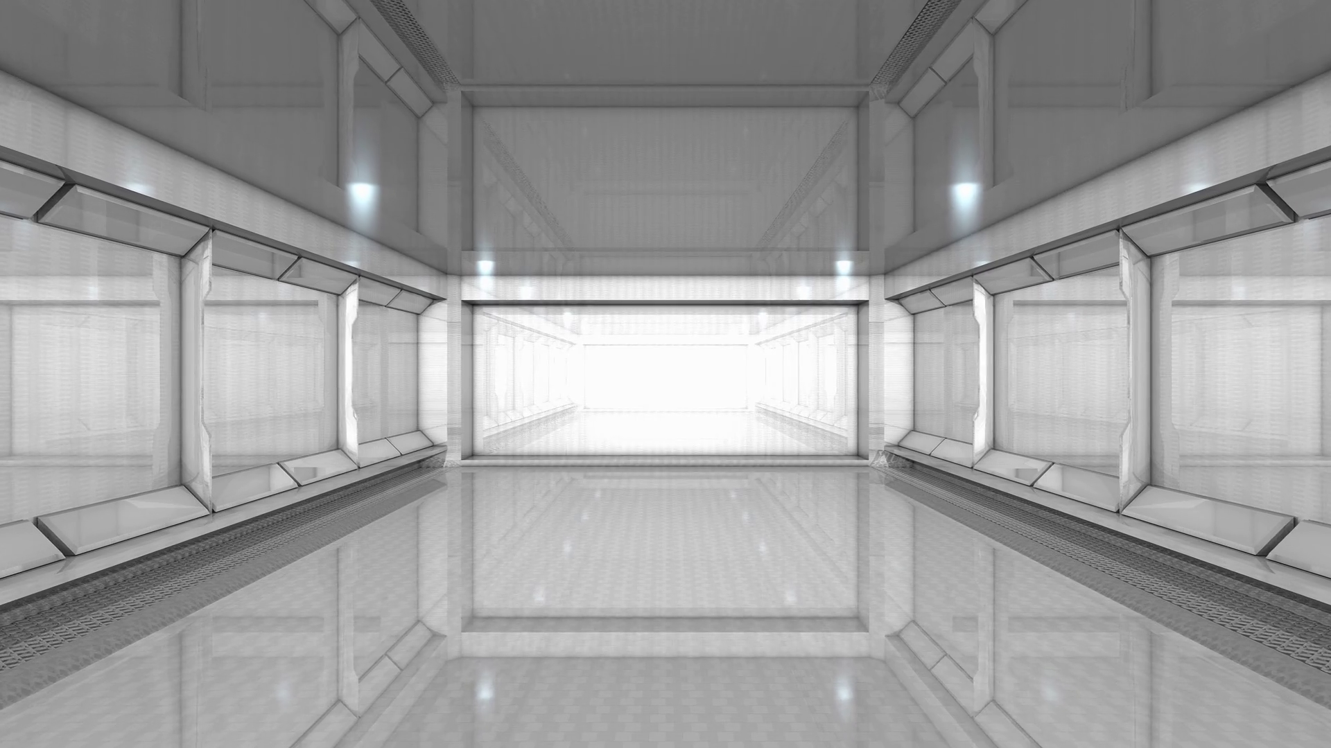 Empty Building Interior People White Bright Stock Motion Graphics SBV