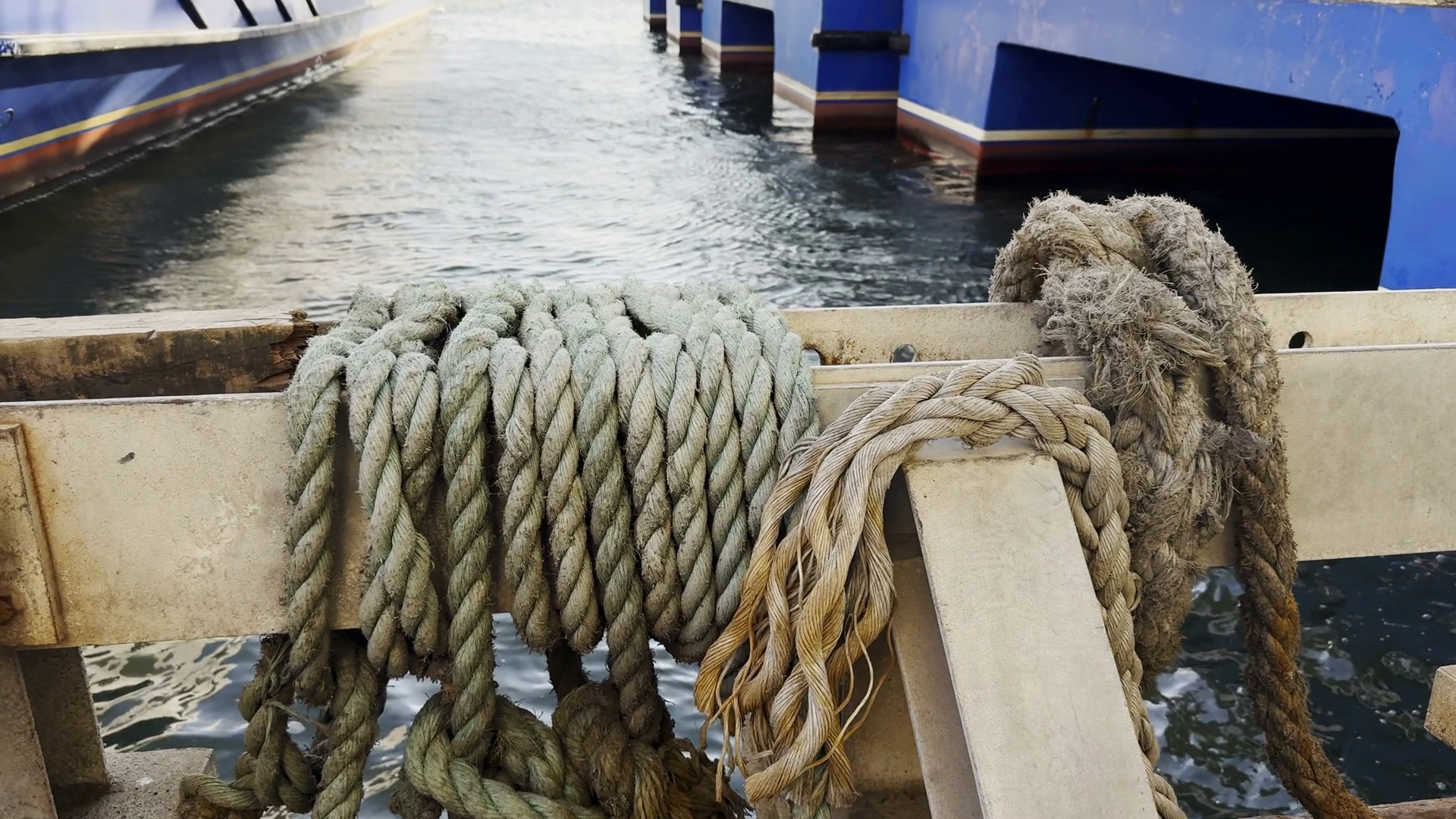 Detail Of Thick Rope Tied To Hold Ships At Stock Footage SBV-352602937 ...