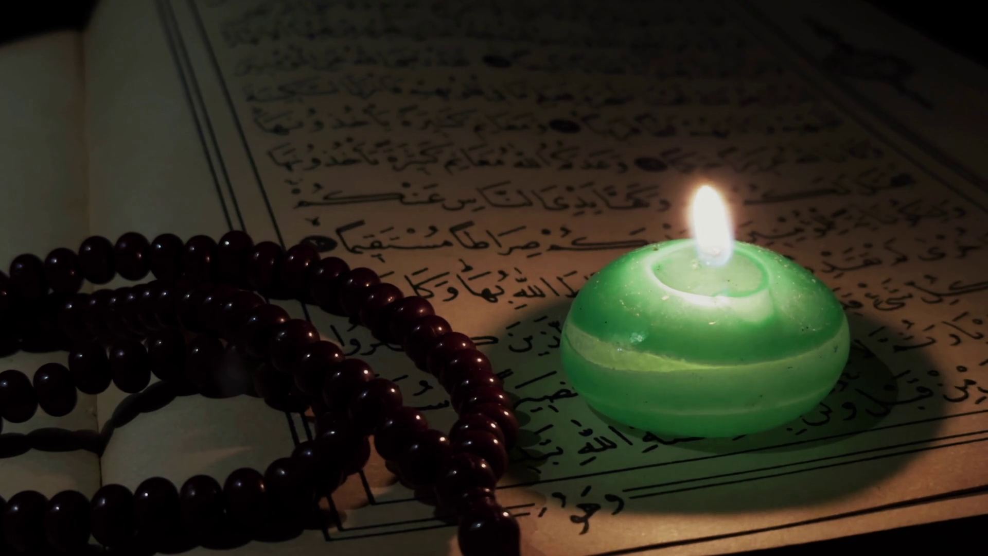 Holy Islam Book Quran Rosary Prayer Beads In Stock Footage SBV ...