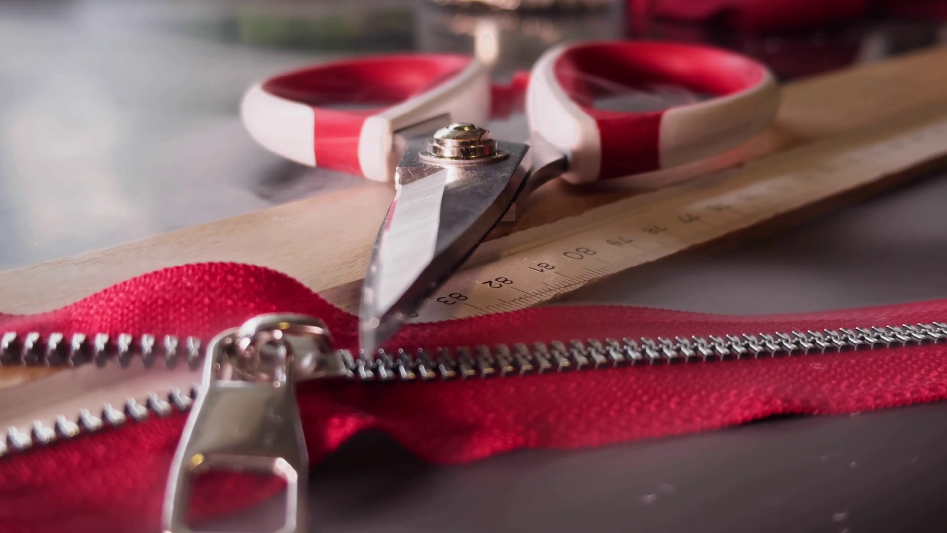 Scissors Wooden Ruler Zipper In Smoke Stock Footage SBV-351963883 ...
