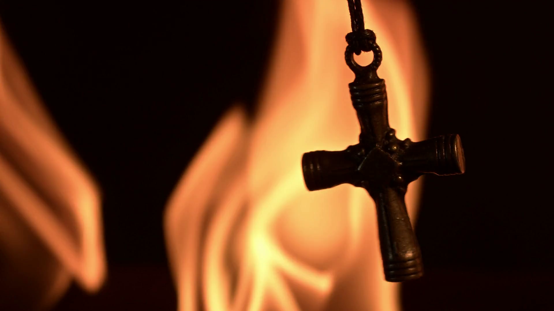 Christian Religion Symbol Cross Fire Flames Stock Footage SBV347255243