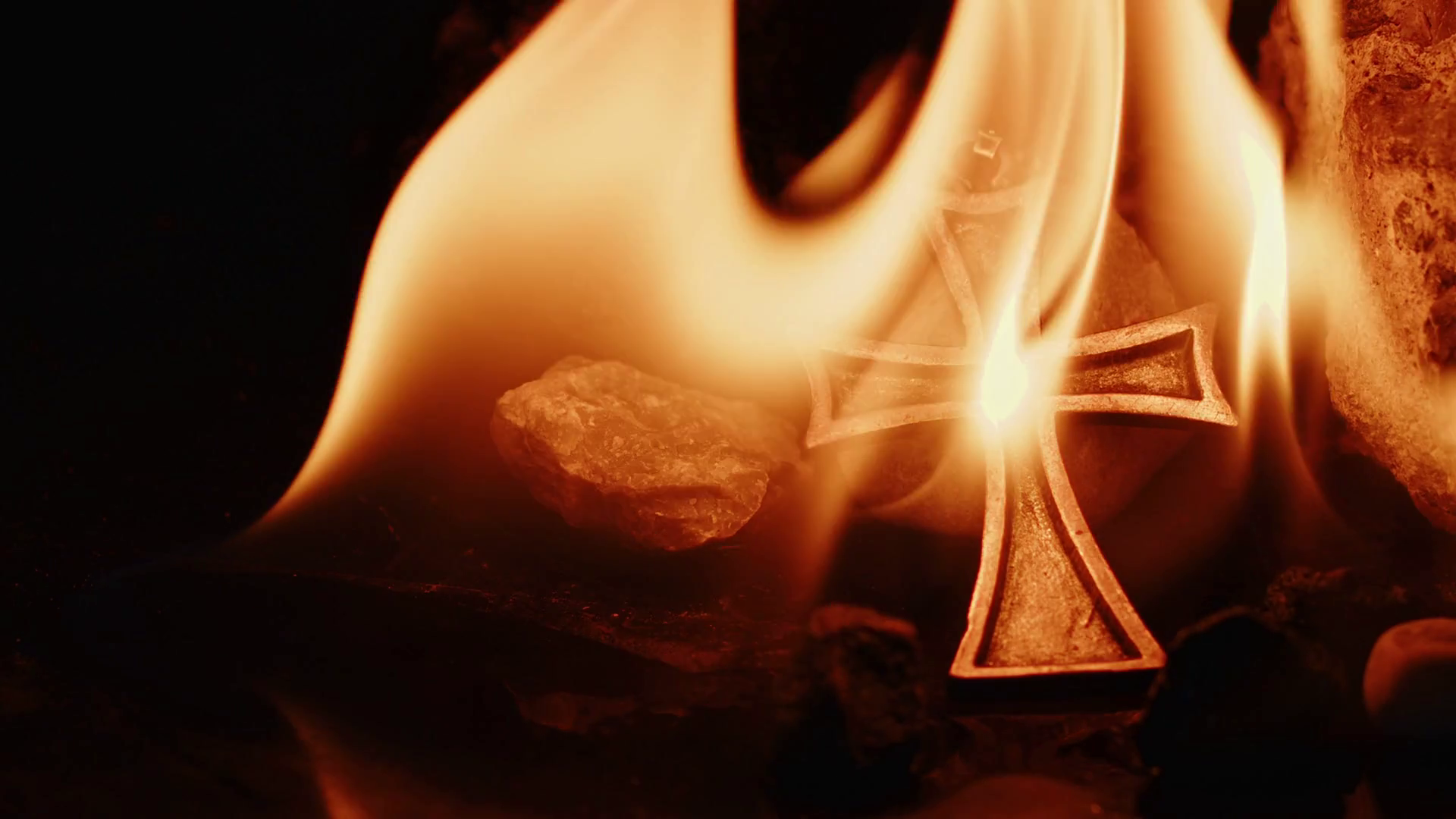 Christian Religion Symbol Cross On Fire Stock Footage SBV-348737608 ...