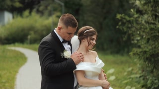 Wedding couple's entrance from the church