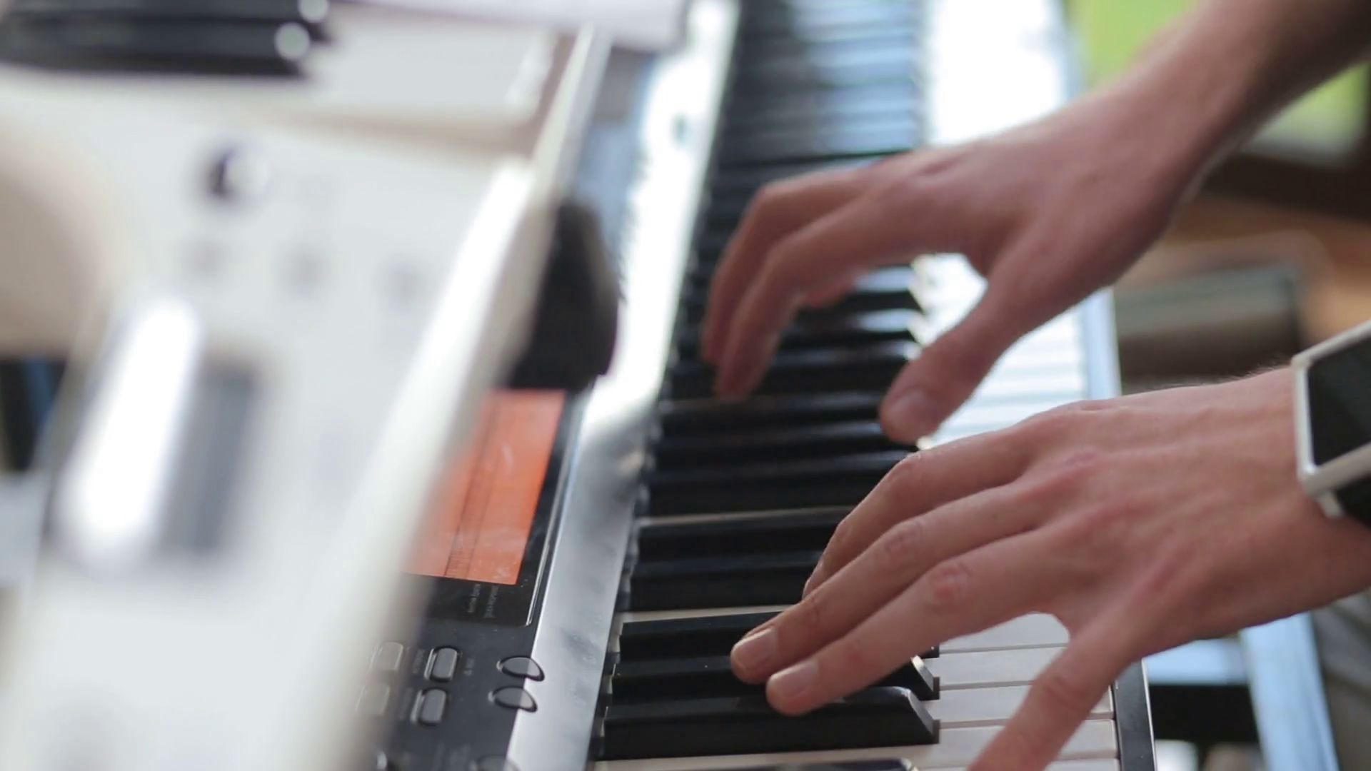 Man Play On Electric Piano Before Concert Stock Video Footage 00 11 SBV 