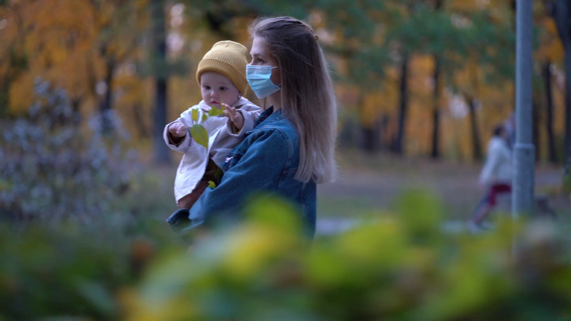 Masked Mother Holds Hand Lovely Daughter On Stock Footage SBV-338762729 ...