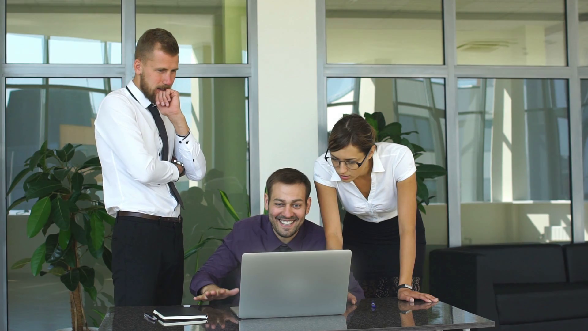 happy business team celebrating victory in office Stock Video Footage ... Office Team Celebration