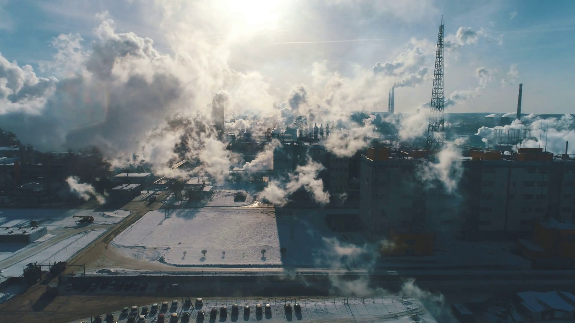 Chemical factory with smoke stack Stock Video Footage Storyblocks