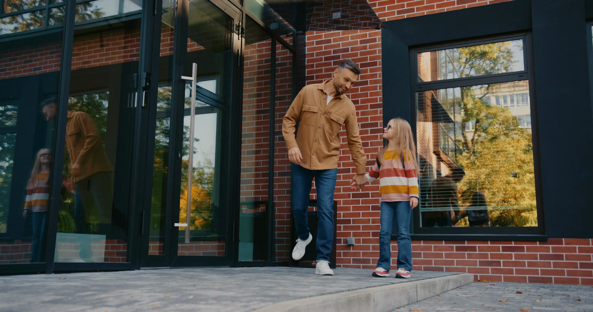 Young Caucasian Father Jumping Together With Stock Footage SBV ...