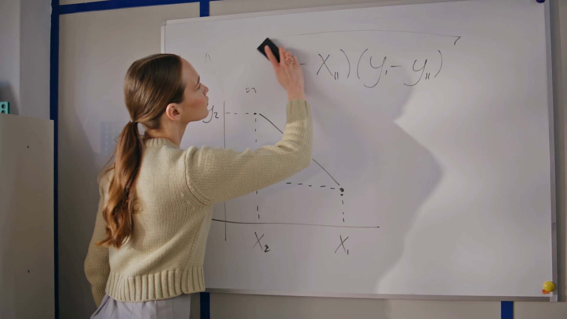 Math Teacher Wiping Whiteboard Lesson Stock Footage SBV-351982902 ...