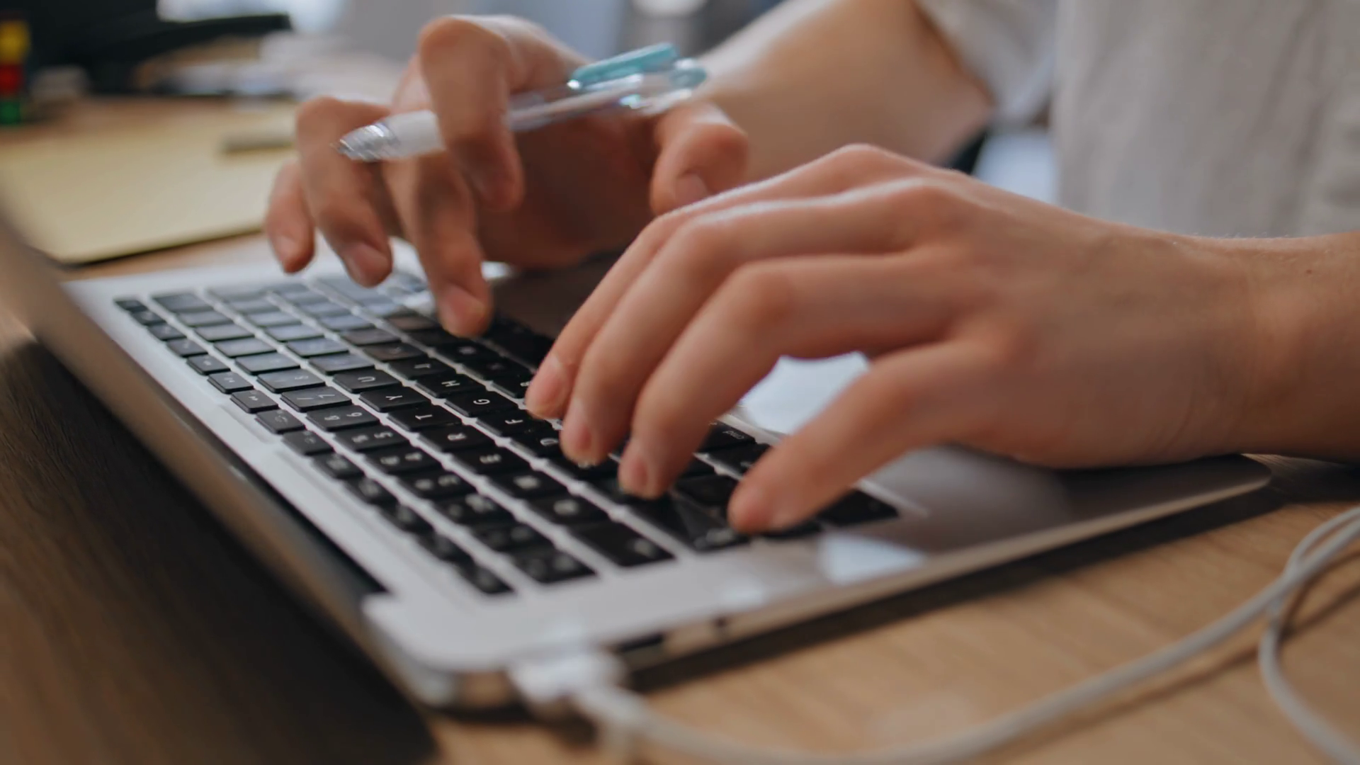 Freelancer Hands Typing Laptop Keyboard At Stock Footage SBV-351745411 ...