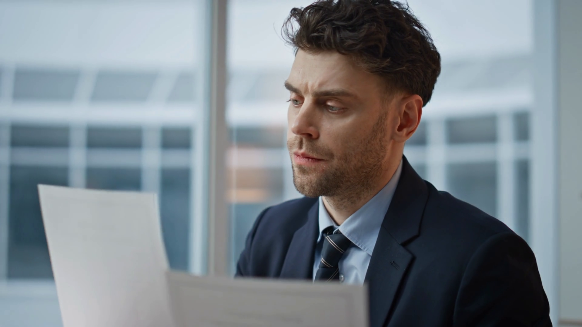 Focused Businessman Reviewing Documents In Stock Footage SBV-351909716 ...