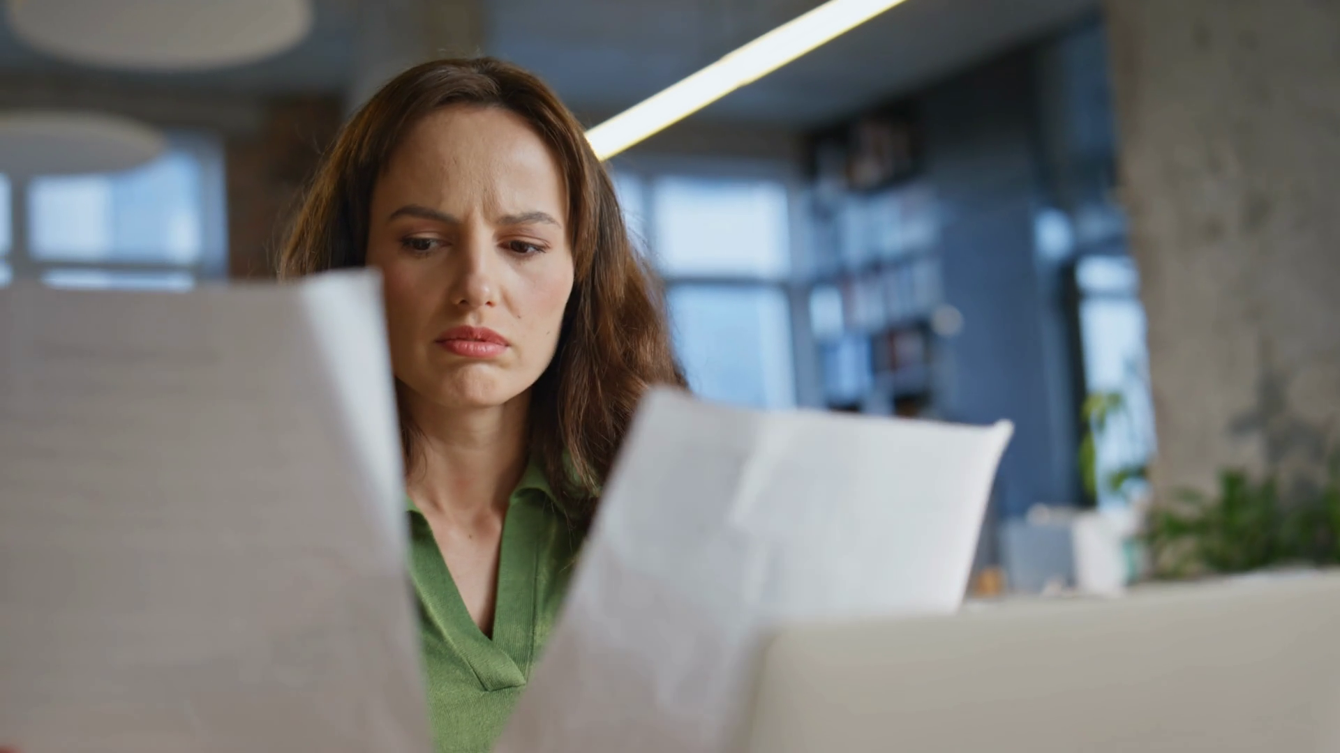 Confused Businesswoman Examining Reports At Stock Footage SBV-351893572 ...