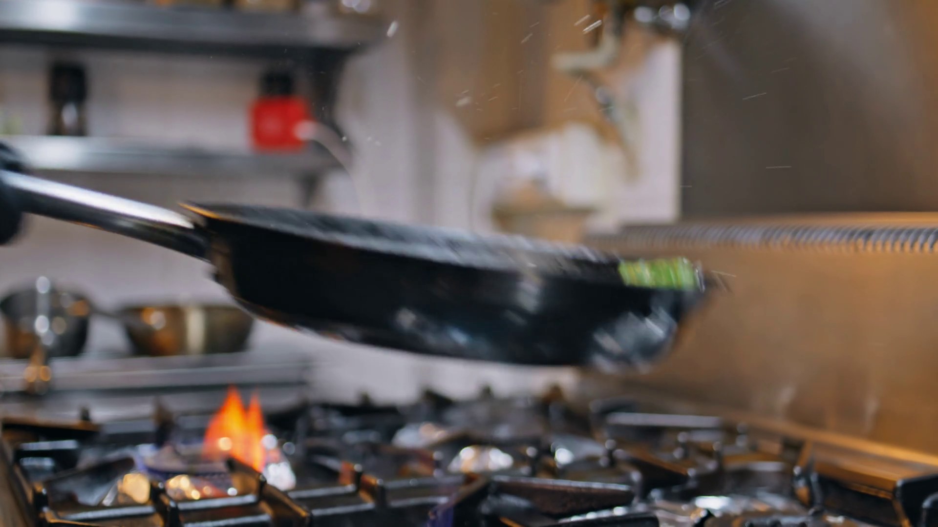 Chef Flipping Pan At Kitchen Stove Frying Stock Footage SBV-351733288 ...
