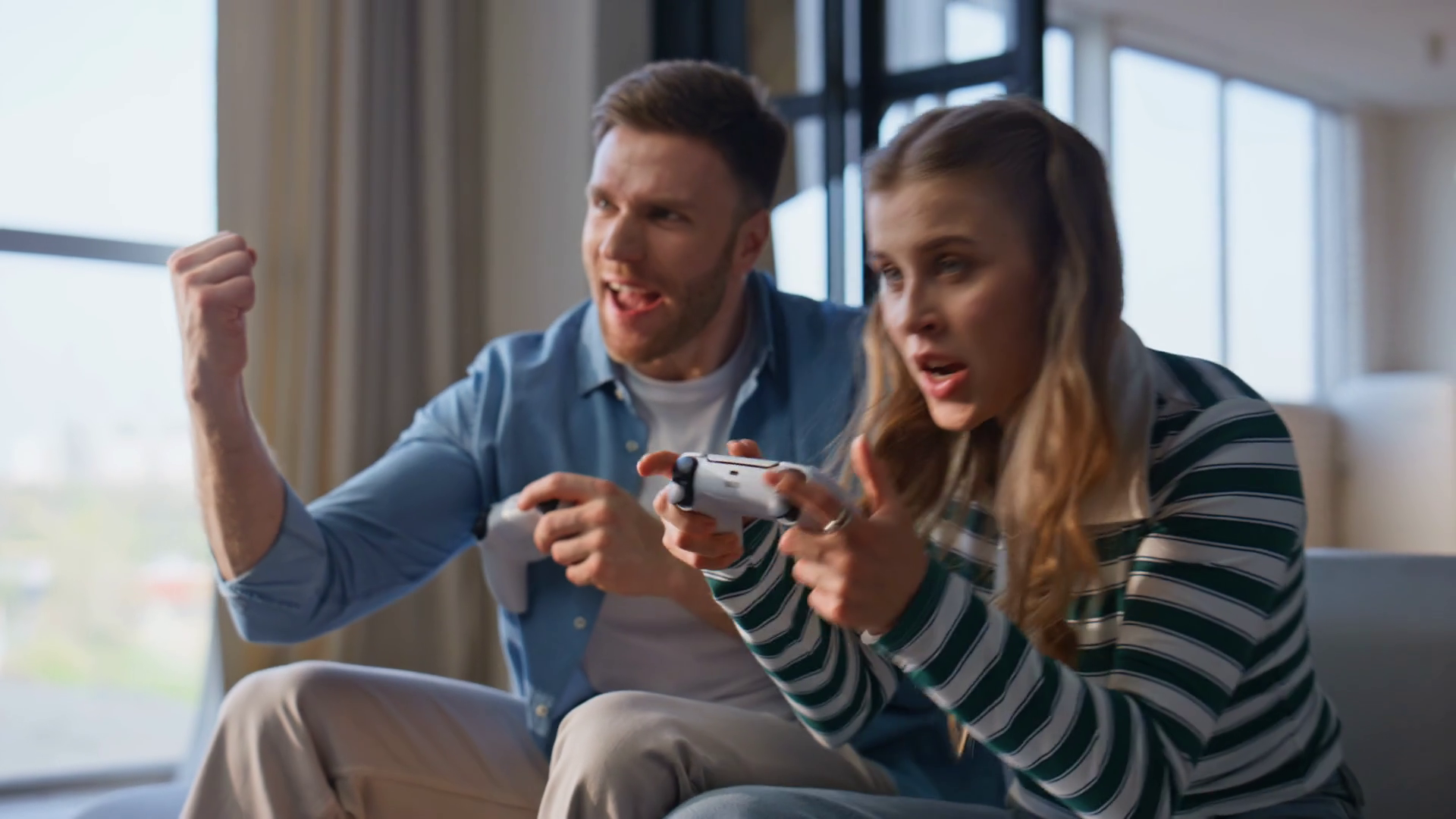Video Gamers Pressing Console Playing Online Stock Footage SBV ...