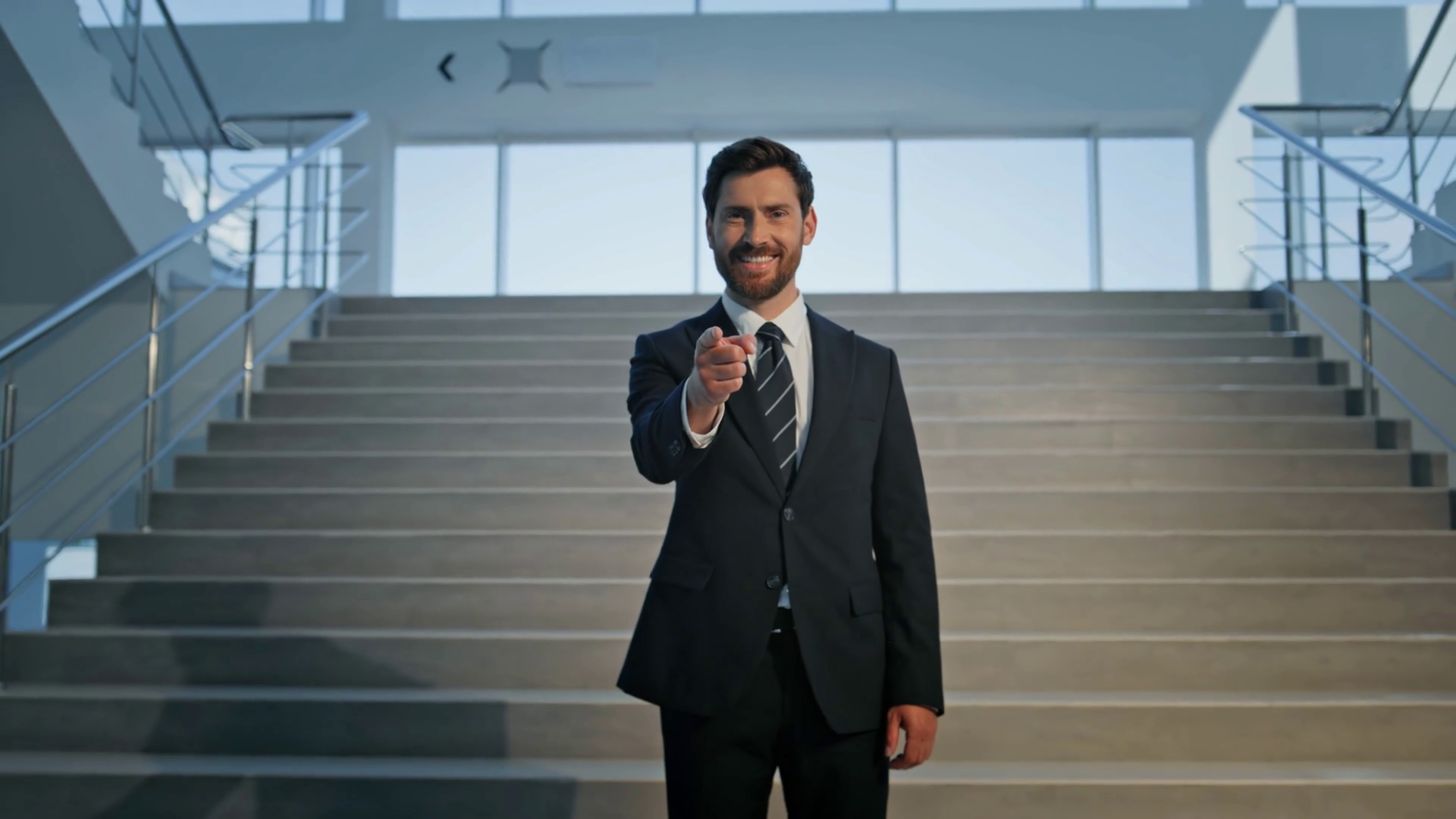 Smiling Ceo Pointing Finger To Camera On Stock Footage SBV-351742255 ...