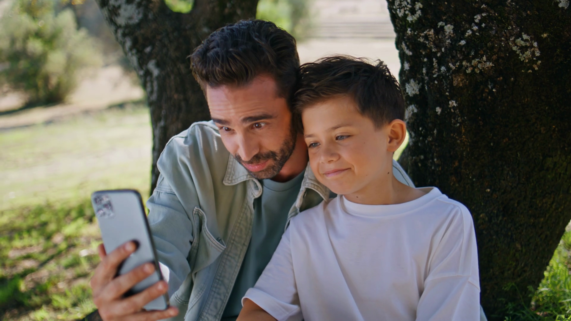 Smiling Father Son Videocalling On Beautiful Stock Footage SBV ...
