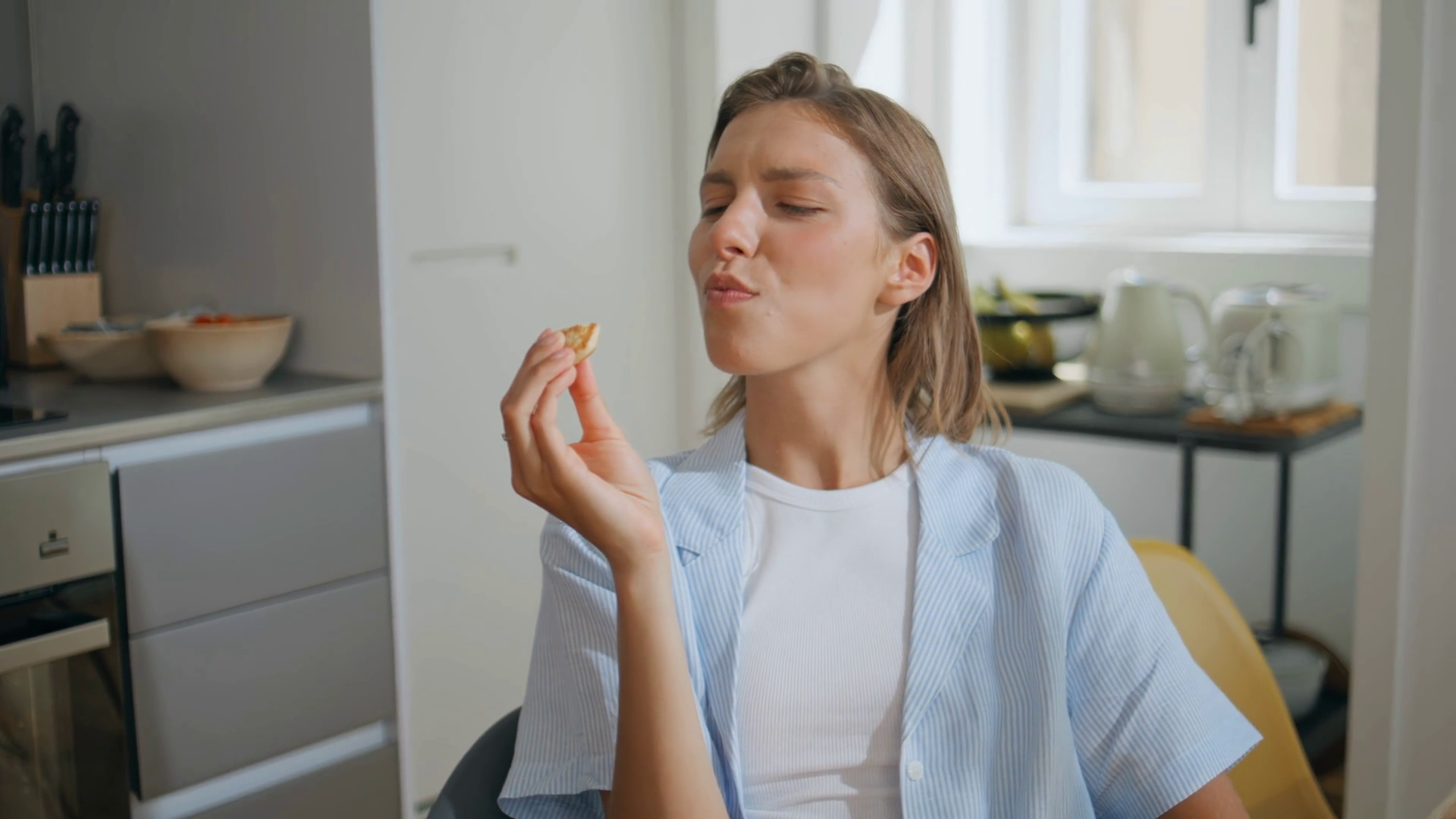 Woman Trying Delicious Food In Home Kitchen Stock Footage SBV-352129189 ...