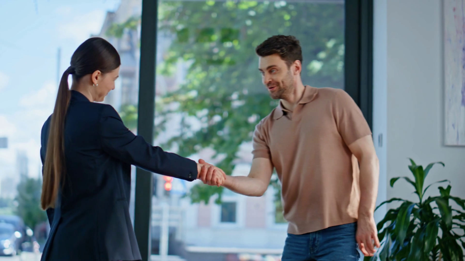 Friendly Businesswoman Meeting Client In Stock Footage SBV-352176146 ...