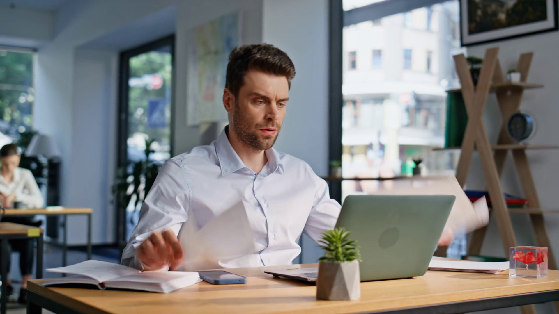 Business Manager Reading Report At Modern Stock Footage SBV-352173865 ...