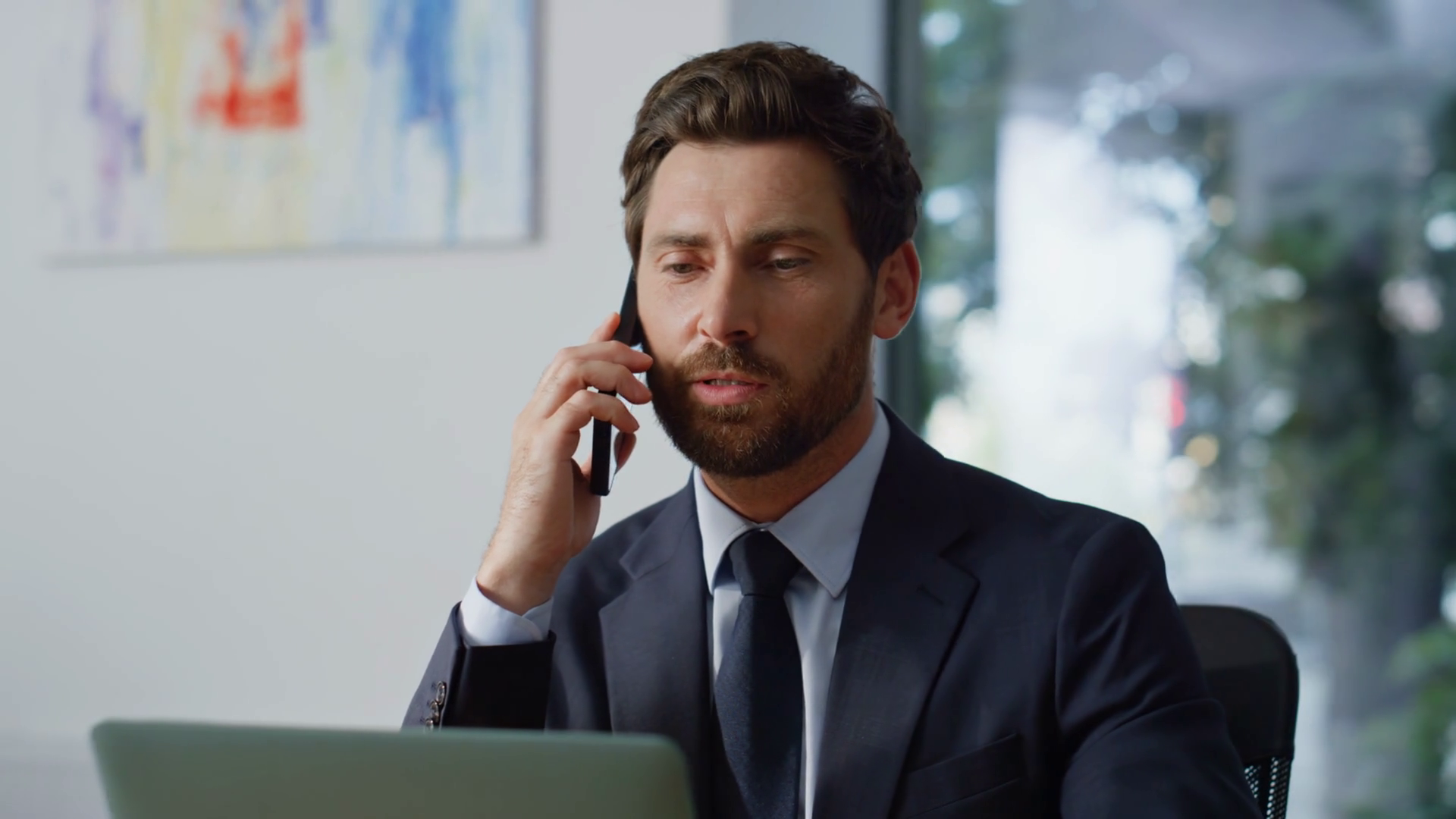 Confident Boss Calling Mobile Phone At Stock Footage SBV-352238599 ...