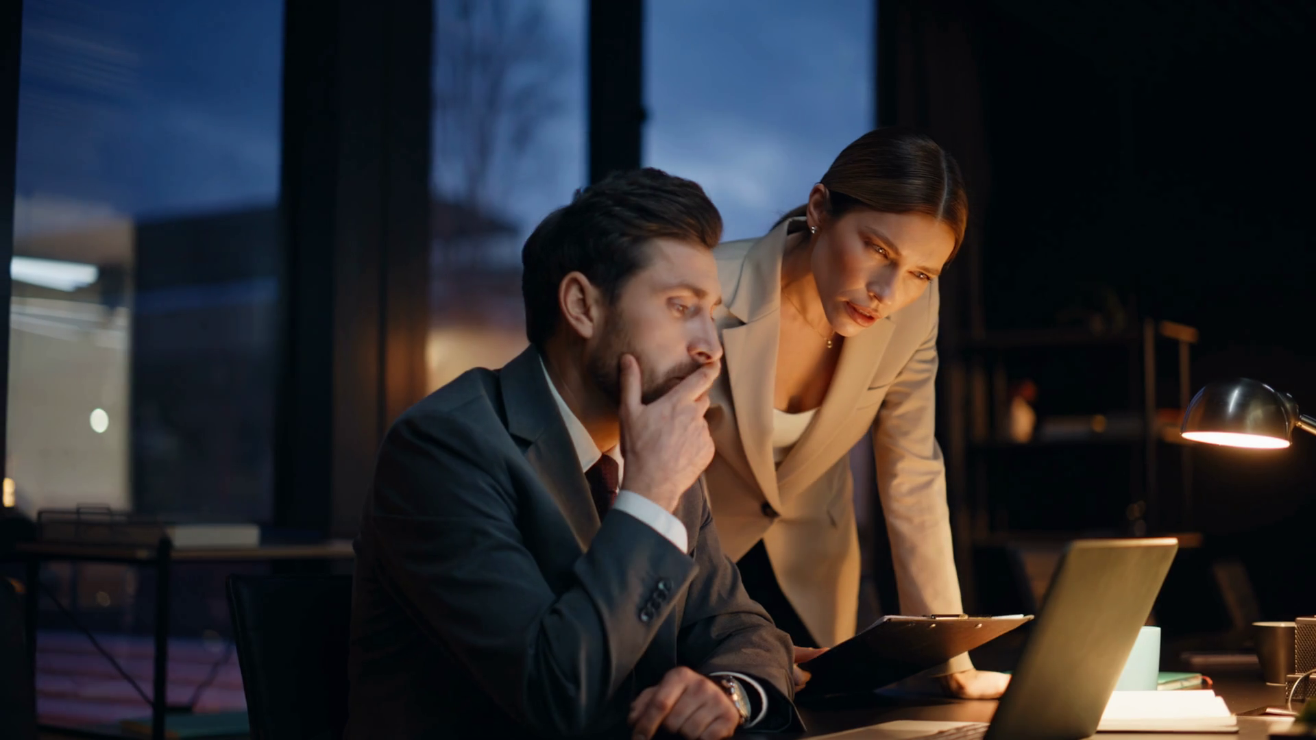 Busy Executive Working Night In Office Stock Footage SBV-352380330 ...