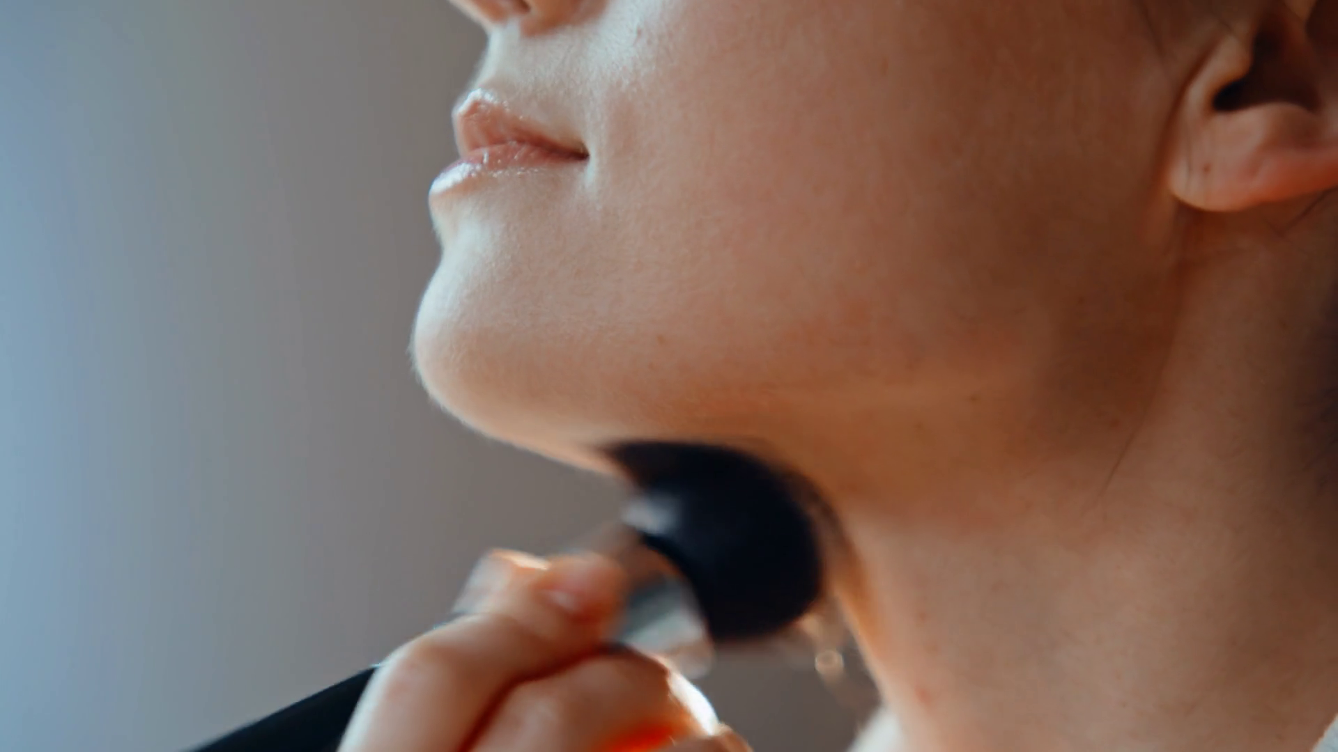 Closeup Lady Applying Powder On Healthy Skin Stock Footage SBV ...