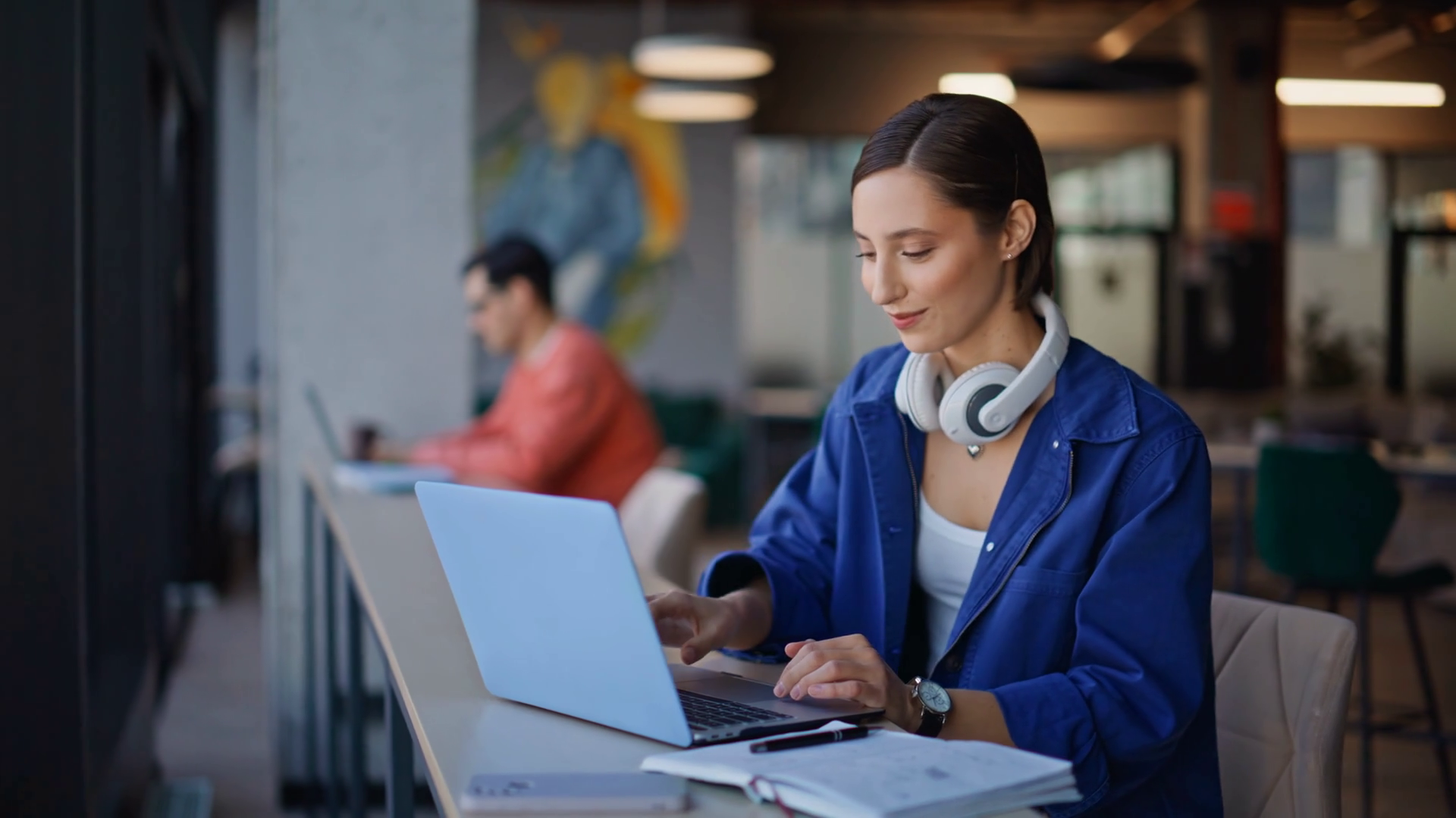 Inspired Writer Typing Computer Thinking On Stock Footage SBV-352862735 ...